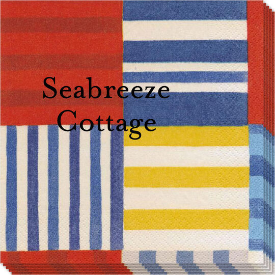Blue Striped Patchwork Caspari Napkins
